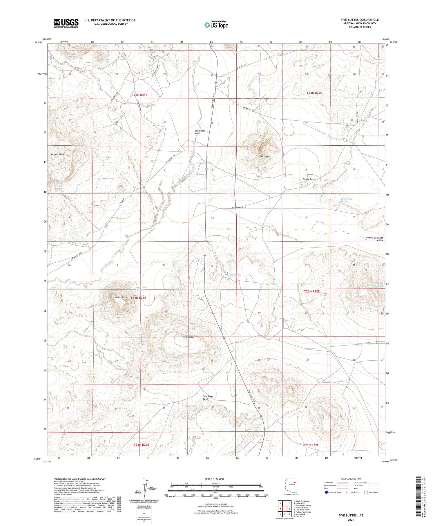 Five Buttes Arizona US Topo Map Image