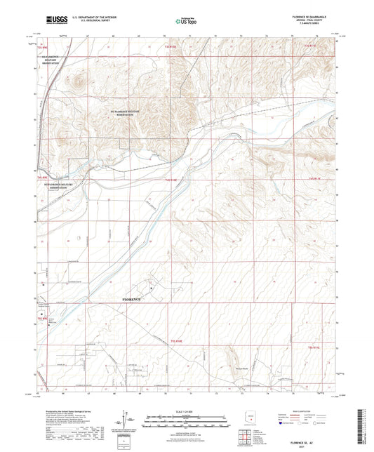 Florence SE Arizona US Topo Map Image