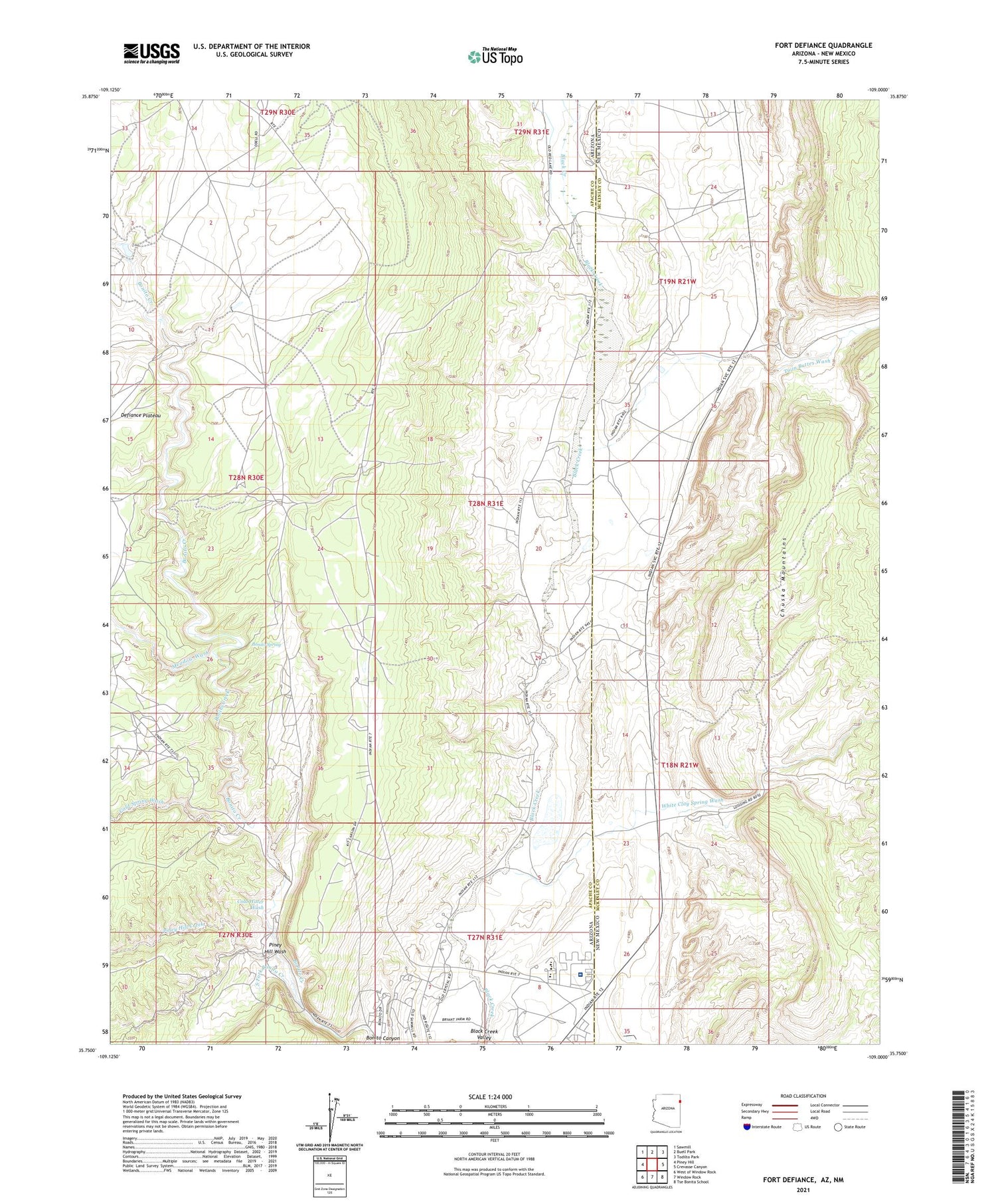 Fort Defiance Arizona US Topo Map Image