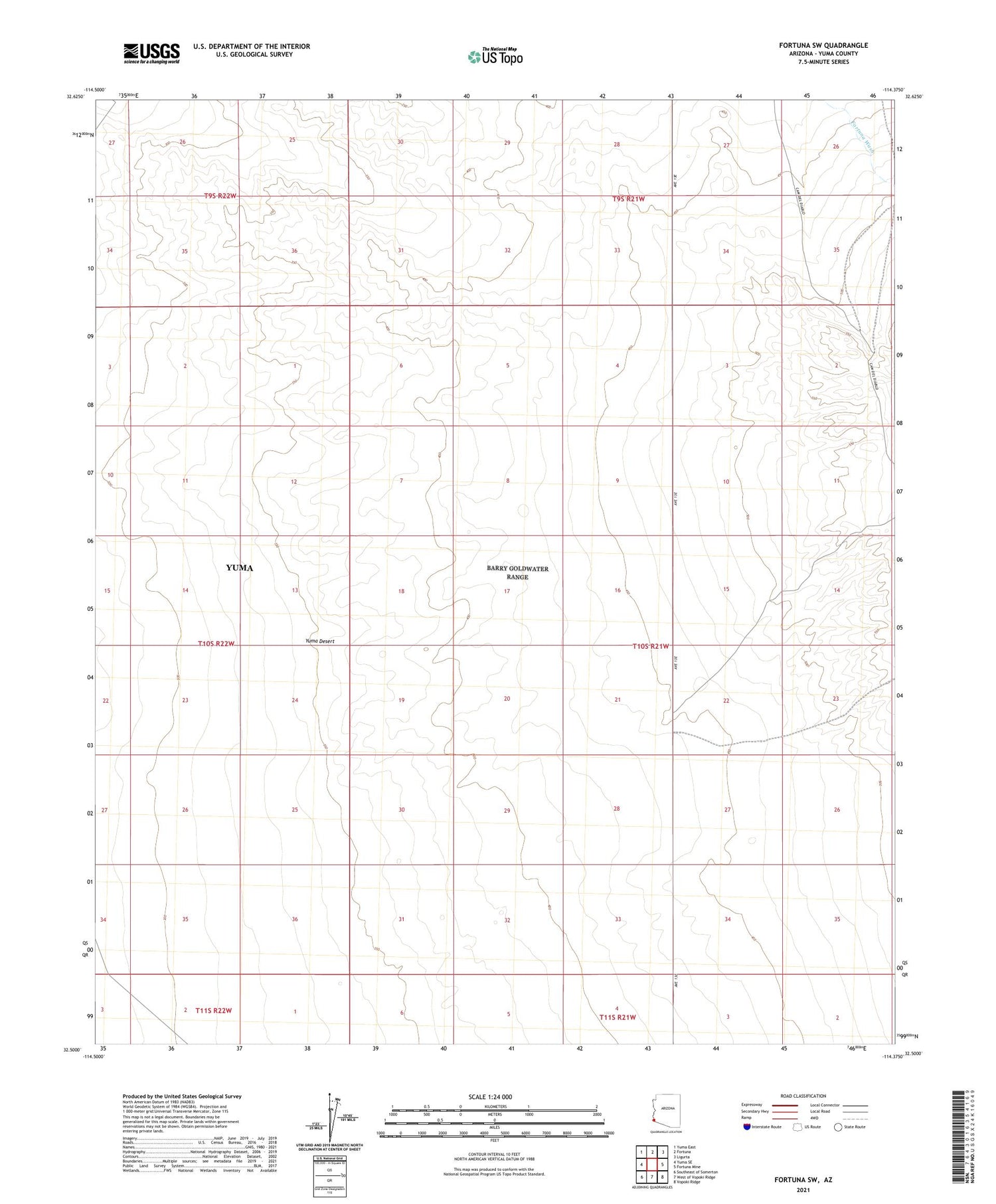 Fortuna SW Arizona US Topo Map Image