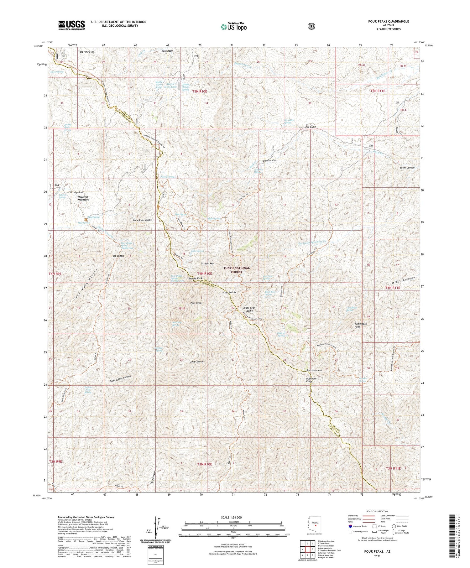 Four Peaks Arizona US Topo Map Image