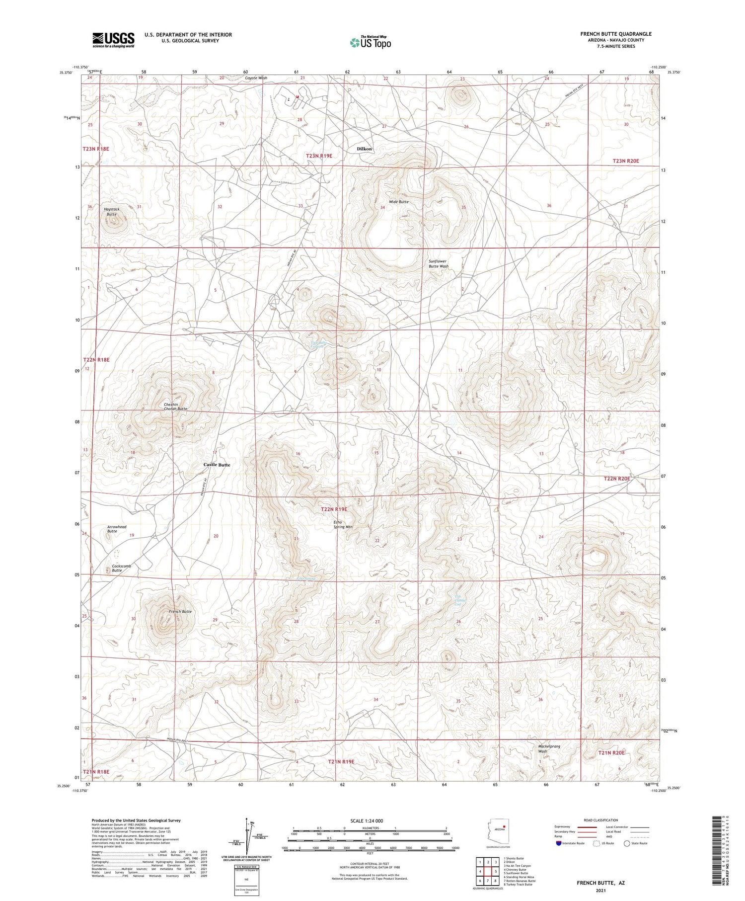 French Butte Arizona US Topo Map Image