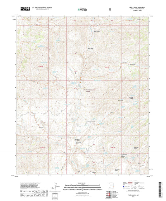 Fritz Canyon Arizona US Topo Map Image