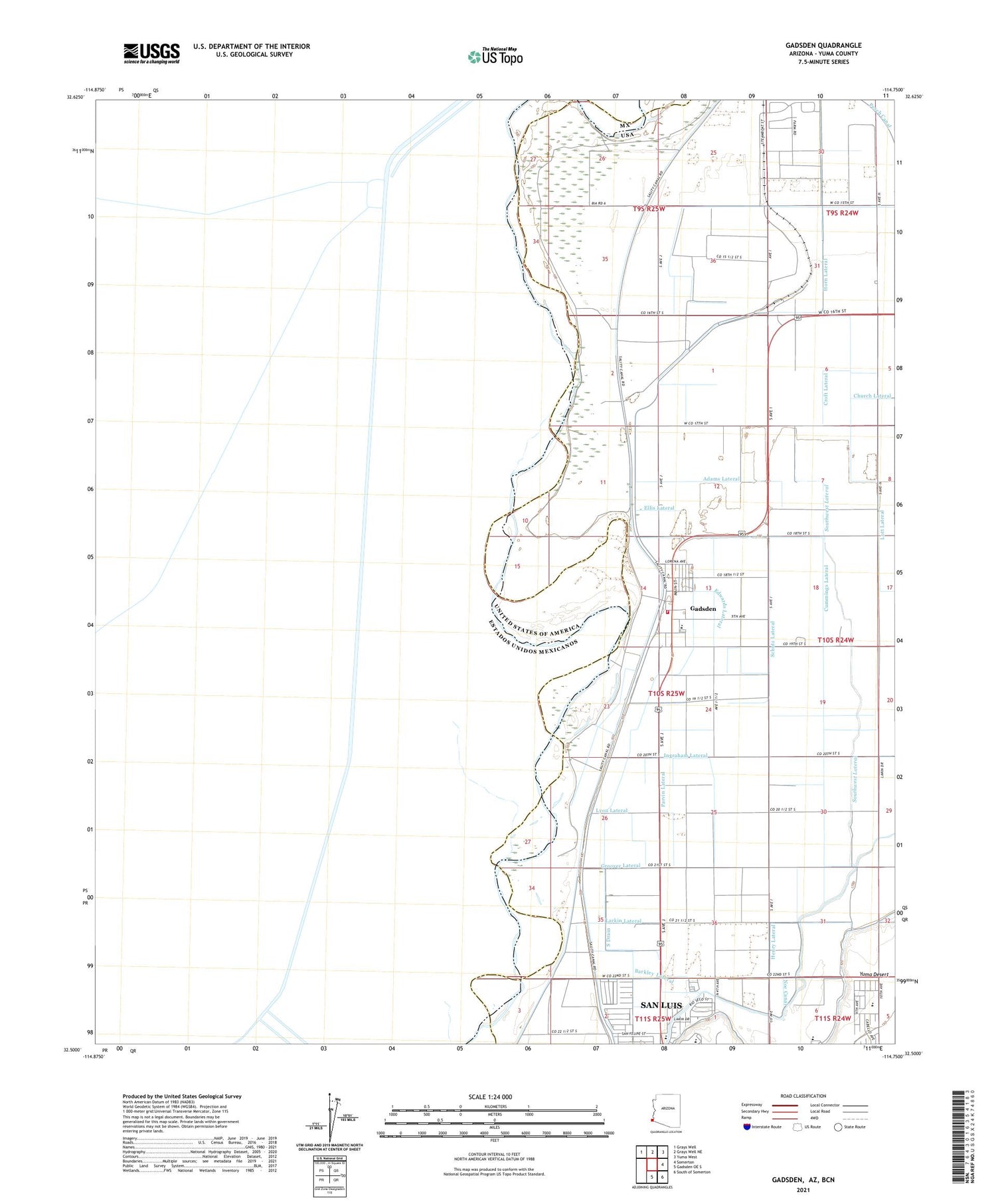 Gadsden Arizona US Topo Map Image