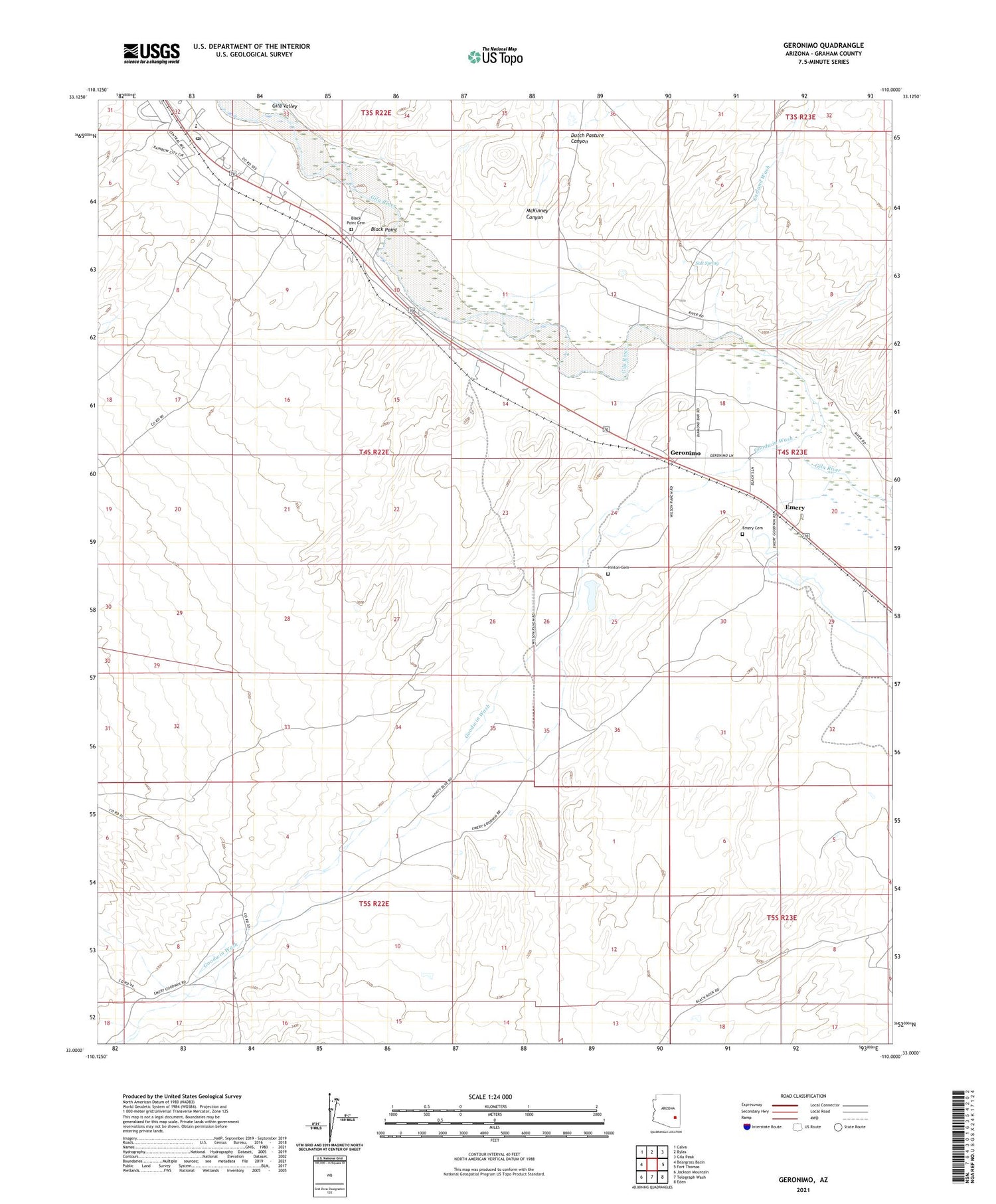 Geronimo Arizona US Topo Map Image