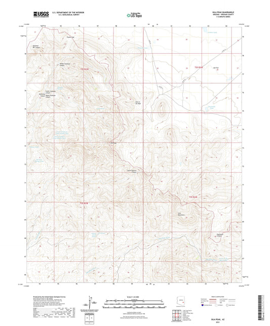 Gila Peak Arizona US Topo Map Image