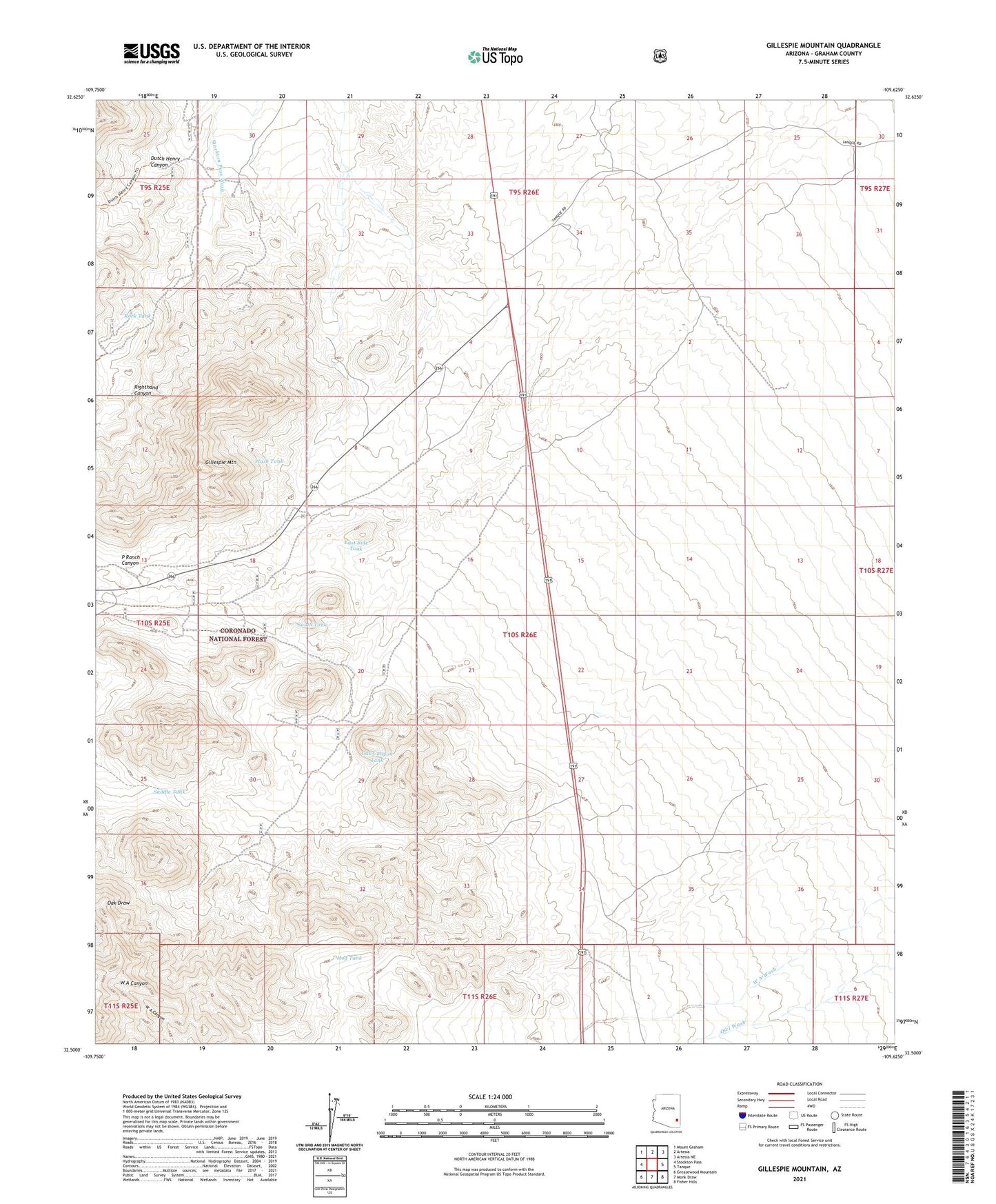 Gillespie Mountain Arizona US Topo Map Image