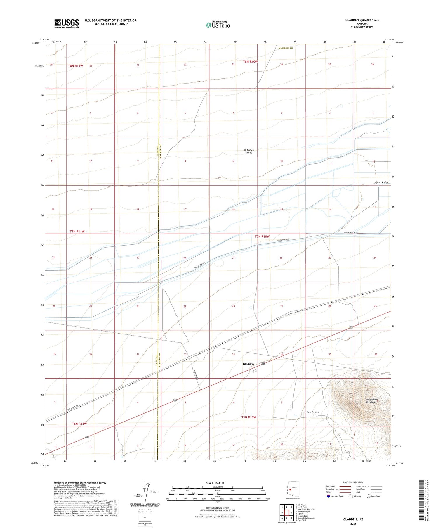 Gladden Arizona US Topo Map Image