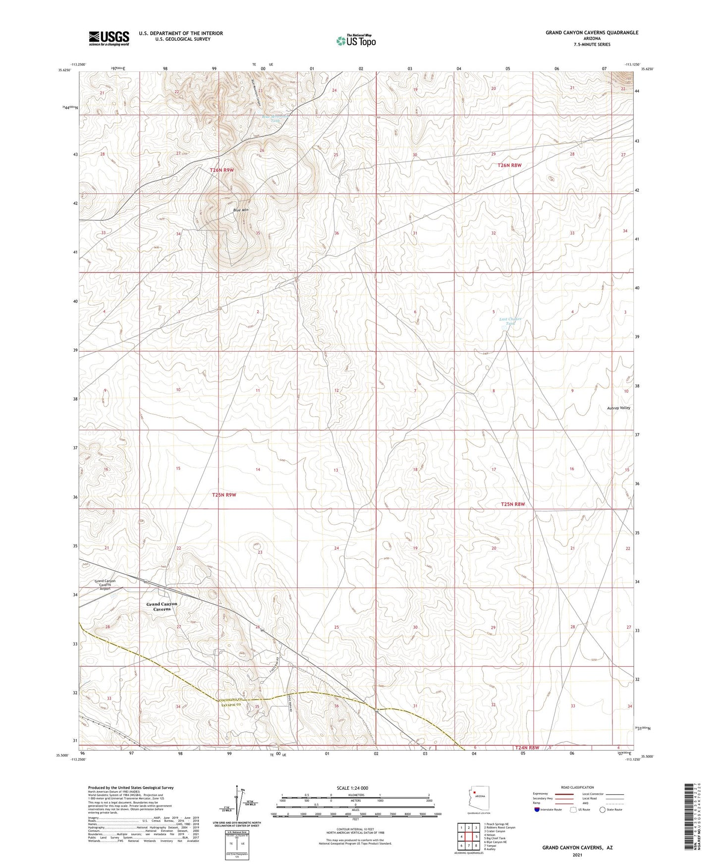 Grand Canyon Caverns Arizona US Topo Map Image