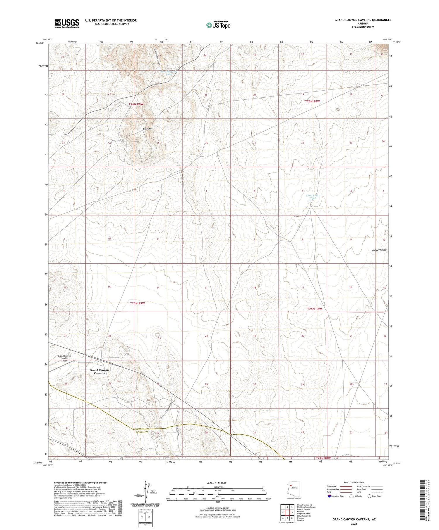 Grand Canyon Caverns Arizona US Topo Map Image