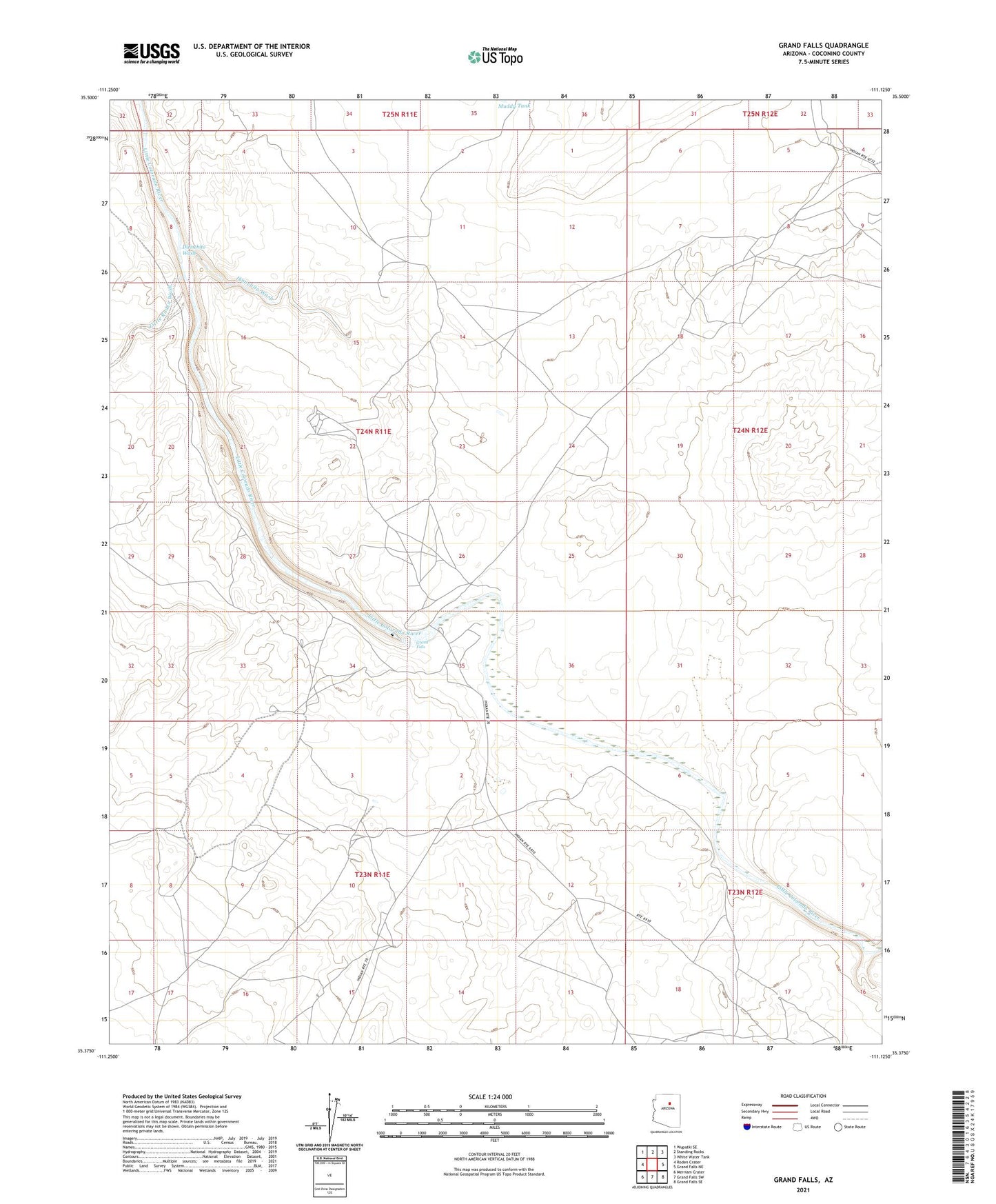 Grand Falls Arizona US Topo Map Image