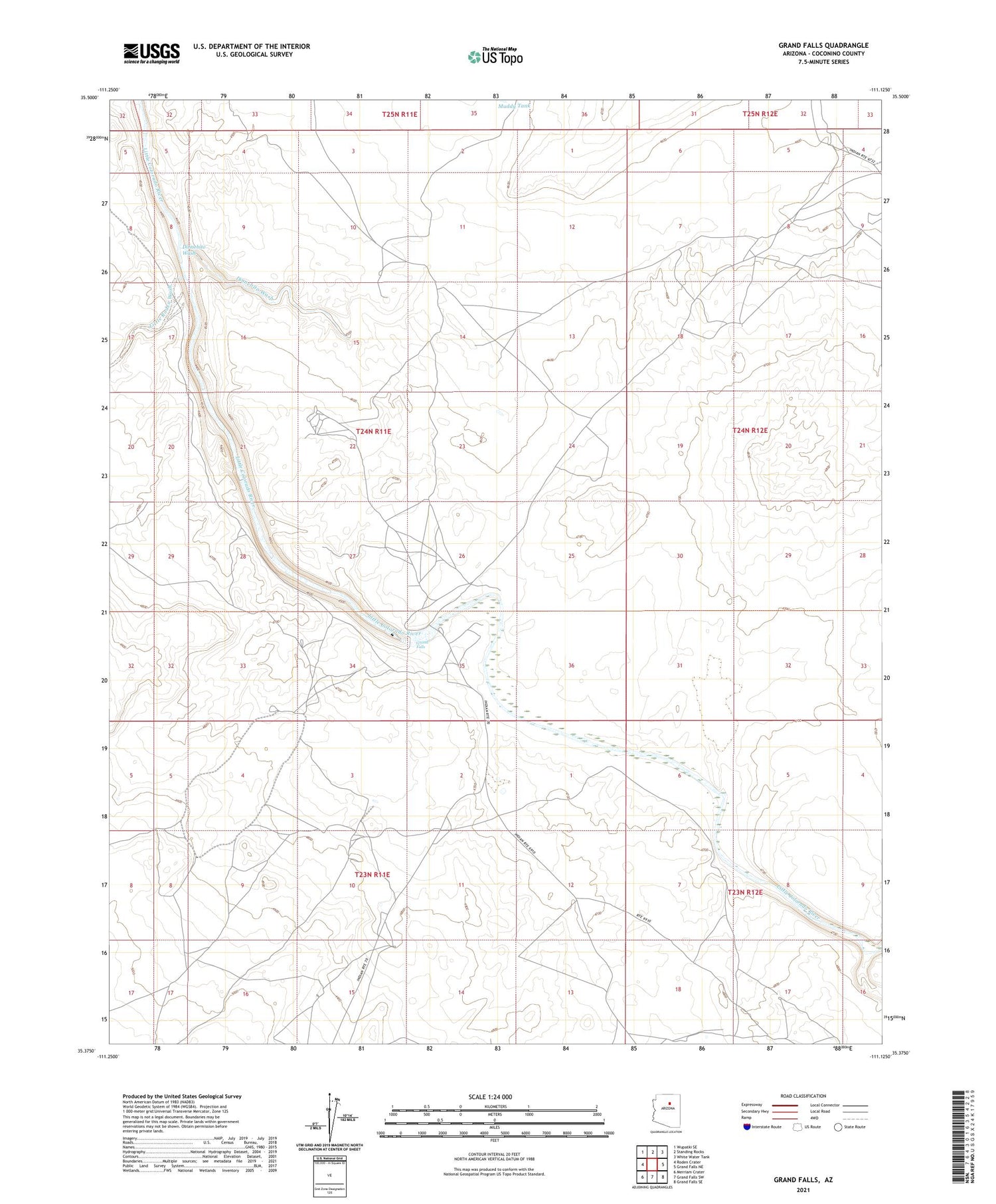 Grand Falls Arizona US Topo Map Image