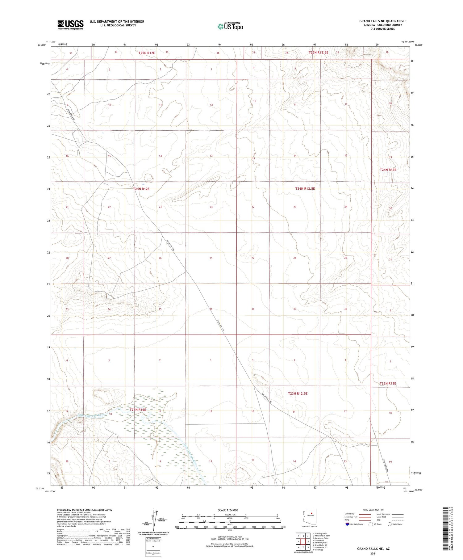 Grand Falls NE Arizona US Topo Map Image