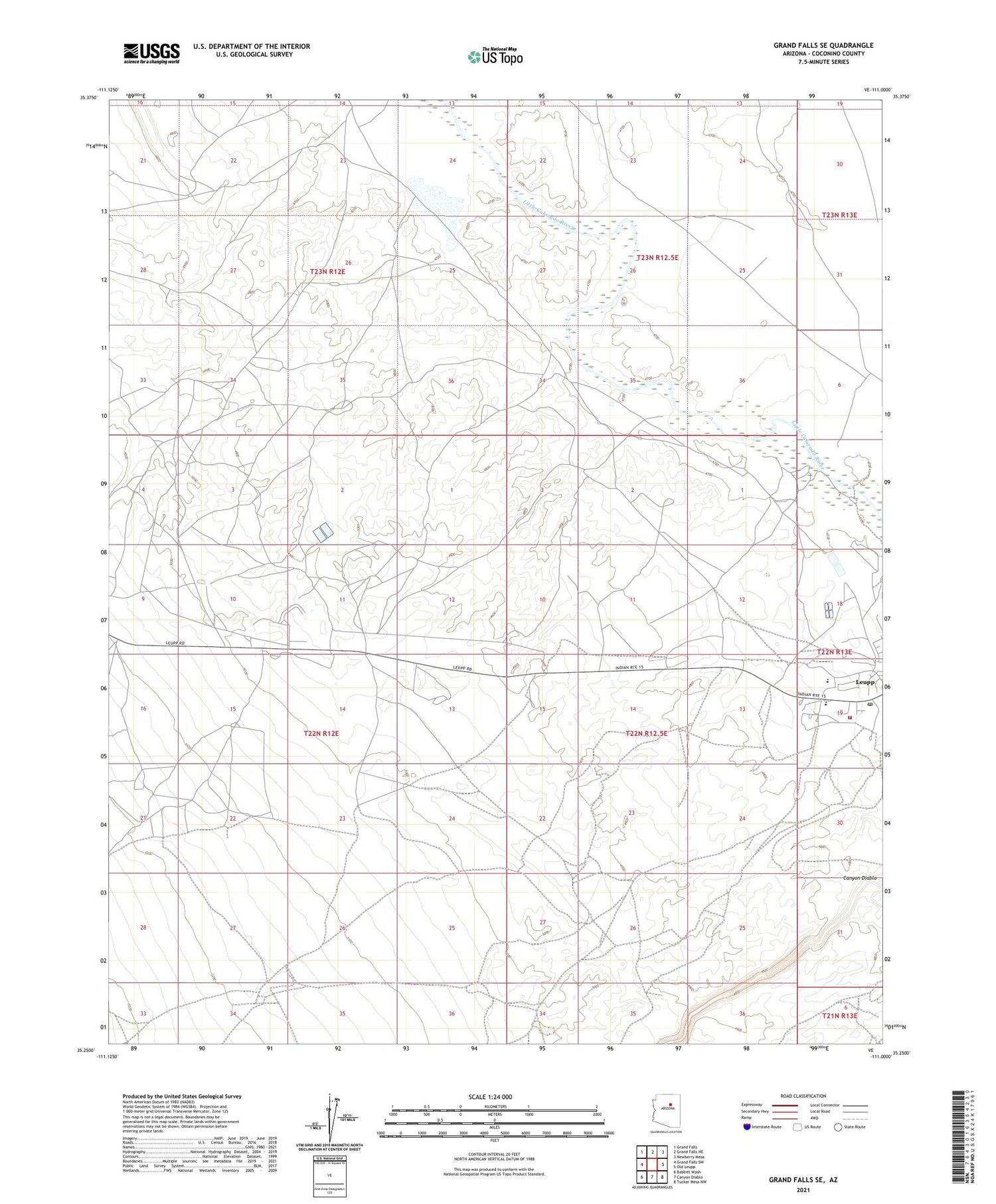 Grand Falls SE Arizona US Topo Map Image