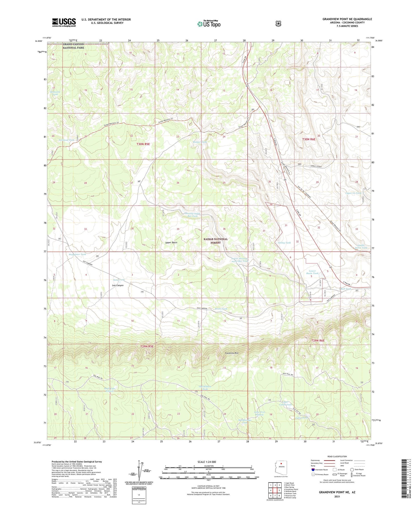 Grandview Point NE Arizona US Topo Map Image
