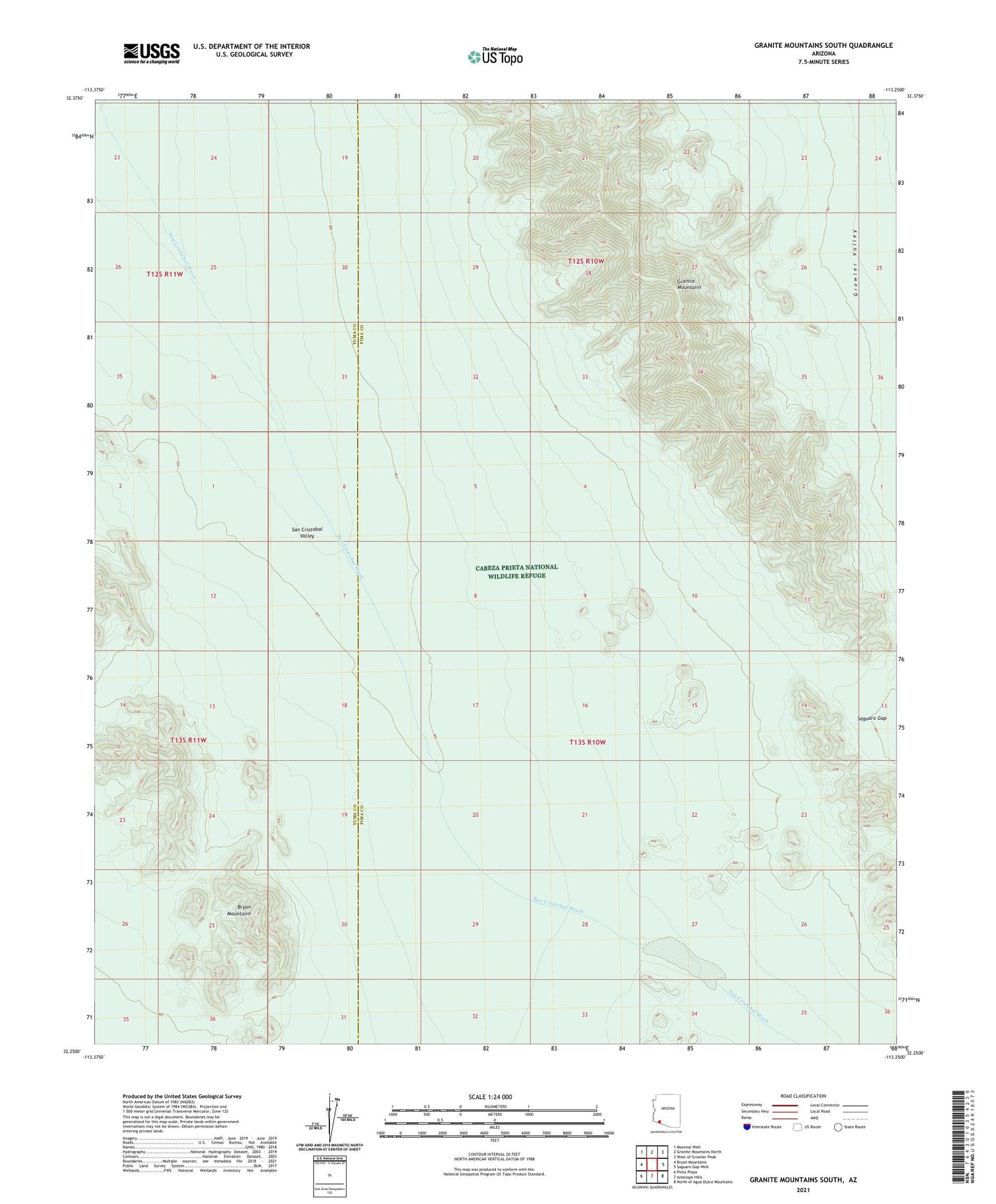 Granite Mountains South Arizona US Topo Map Image