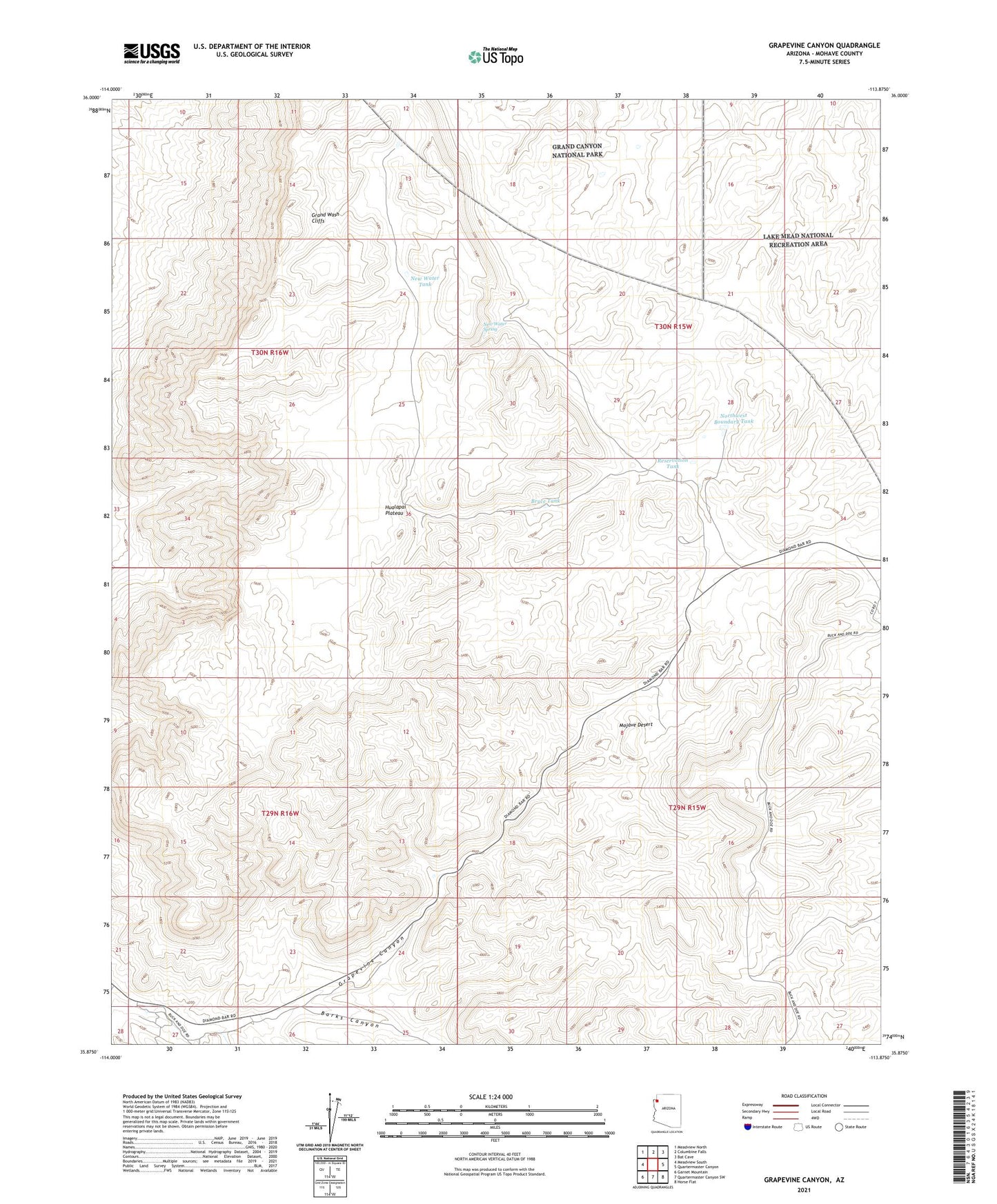 Grapevine Canyon Arizona US Topo Map Image