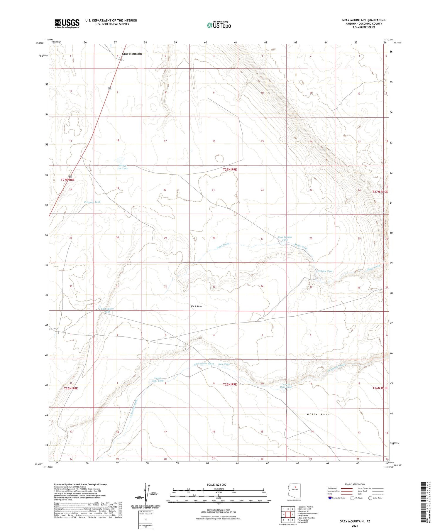 Gray Mountain Arizona US Topo Map Image