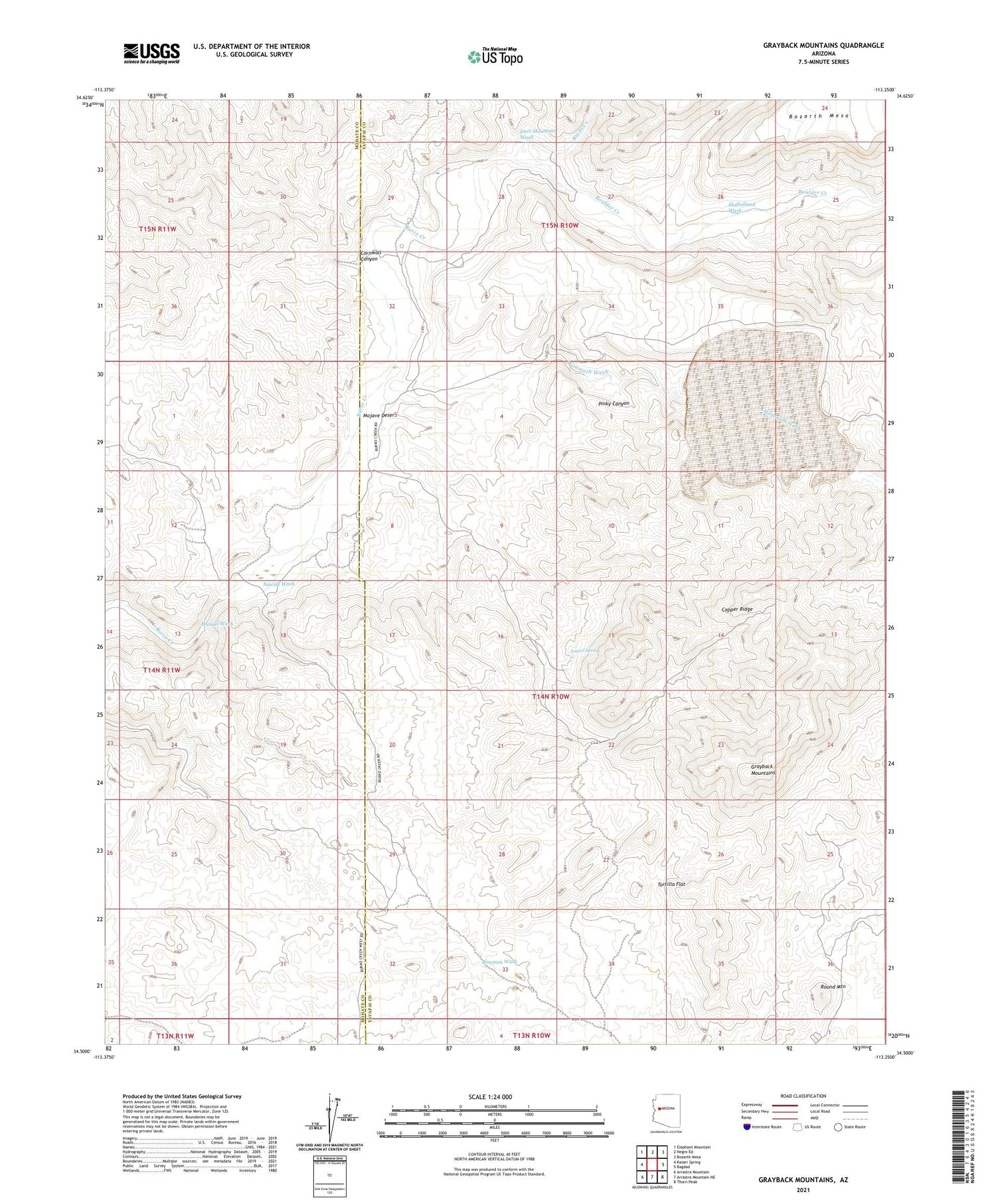 Grayback Mountains Arizona US Topo Map Image