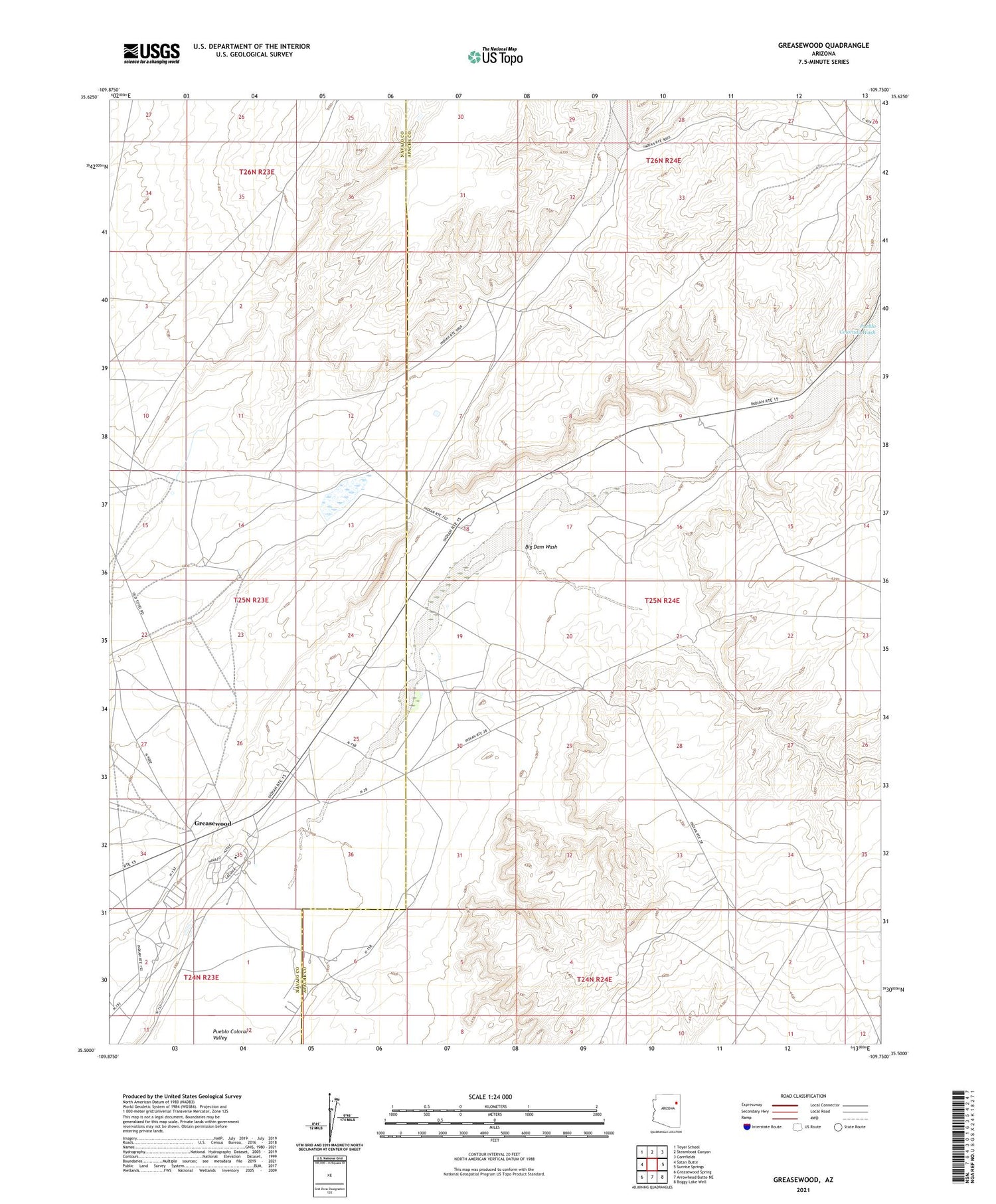 Greasewood Arizona US Topo Map Image