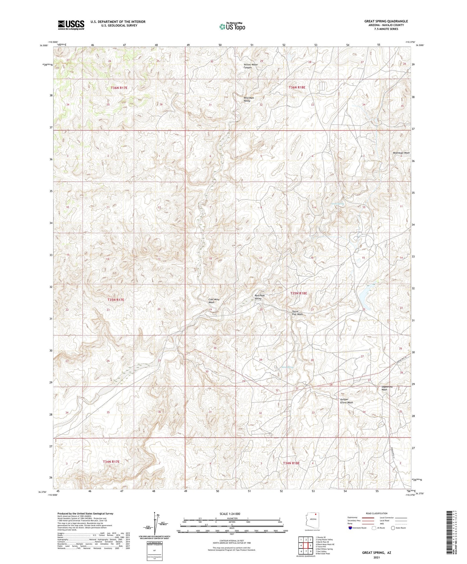 Great Spring Arizona US Topo Map Image