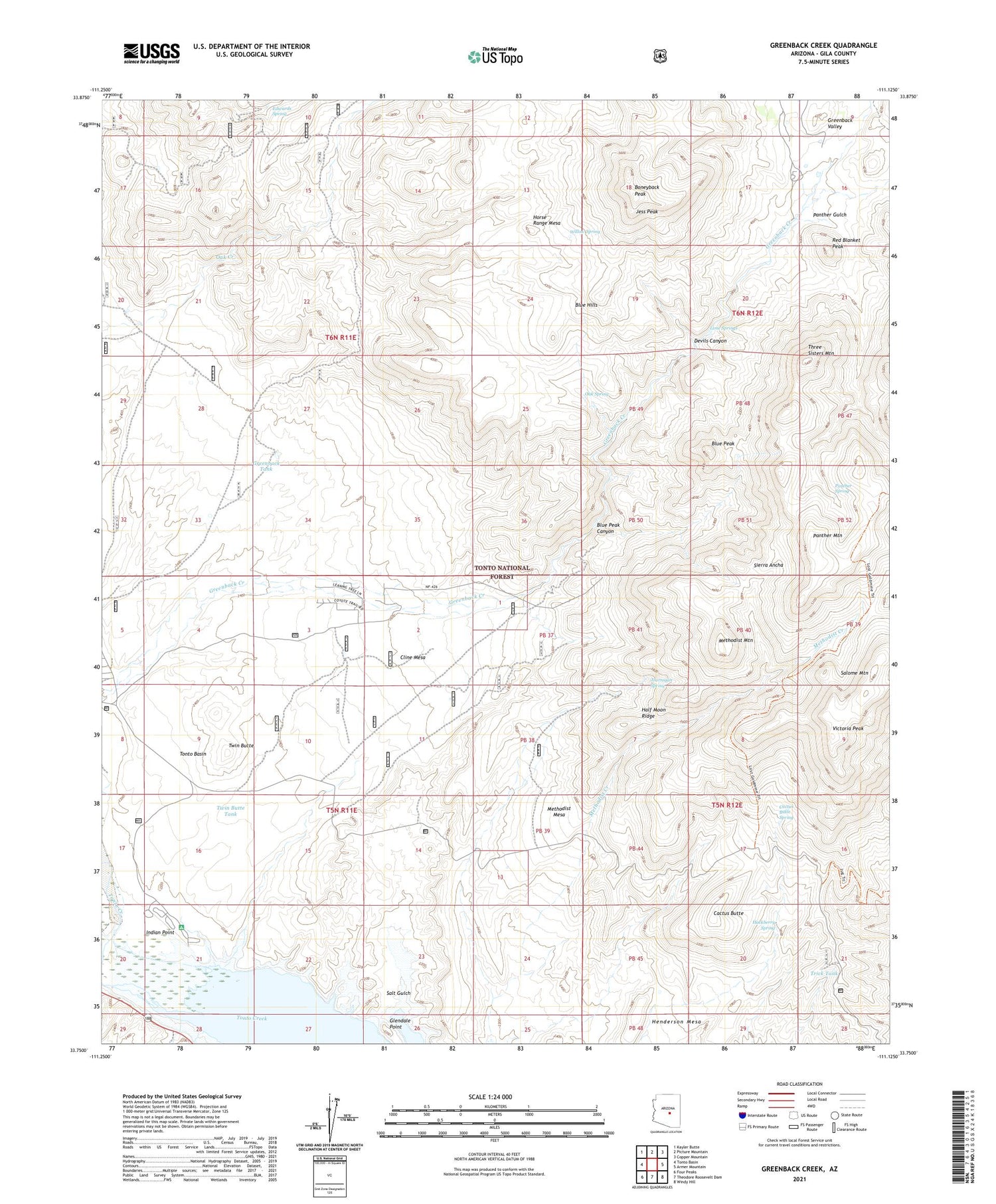 Greenback Creek Arizona US Topo Map Image