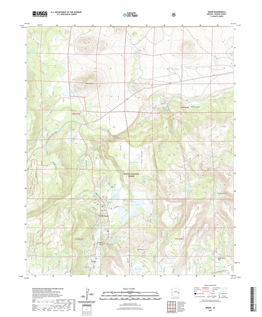 Greer Arizona US Topo Map Image