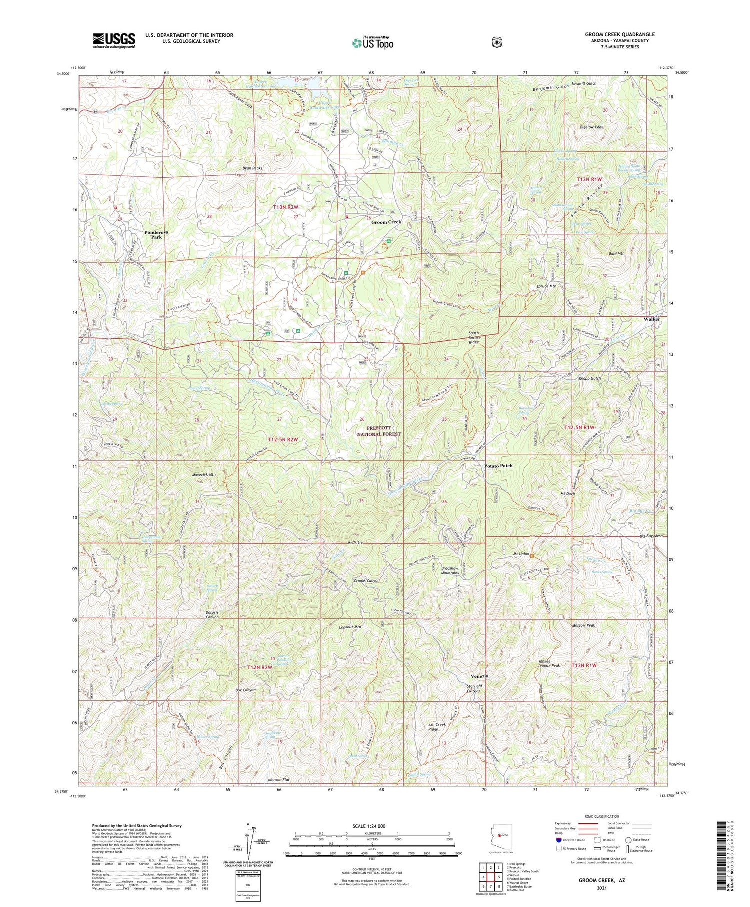 Groom Creek Arizona US Topo Map Image