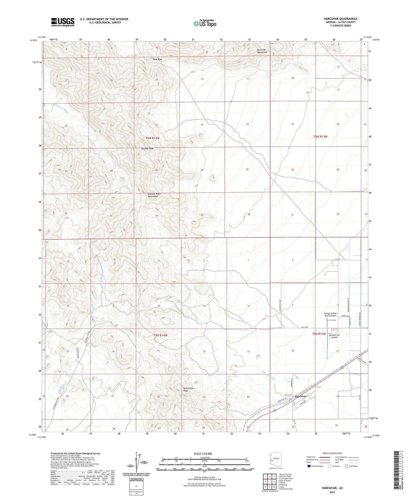 Harcuvar Arizona US Topo Map Image