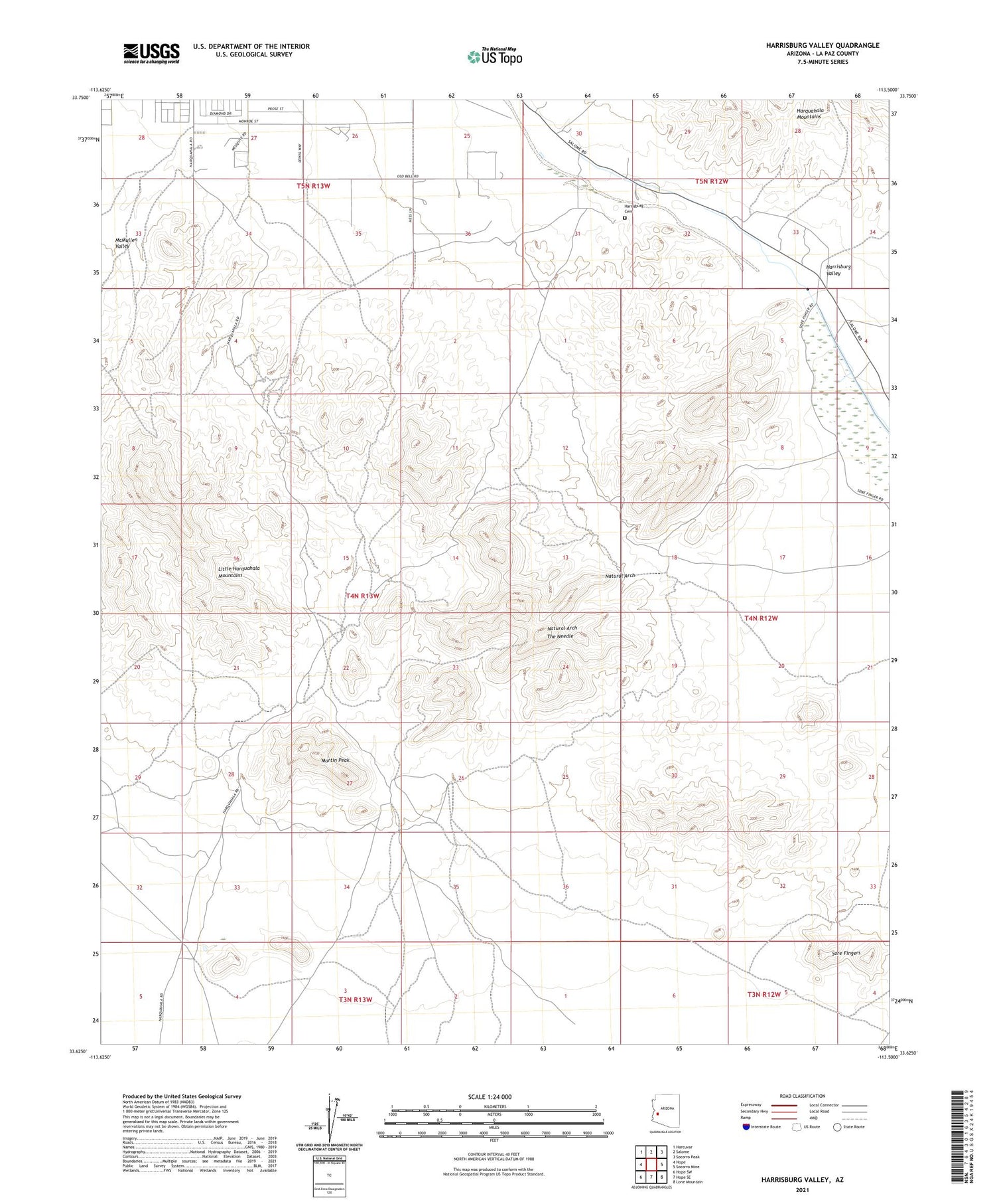 Harrisburg Valley Arizona US Topo Map Image