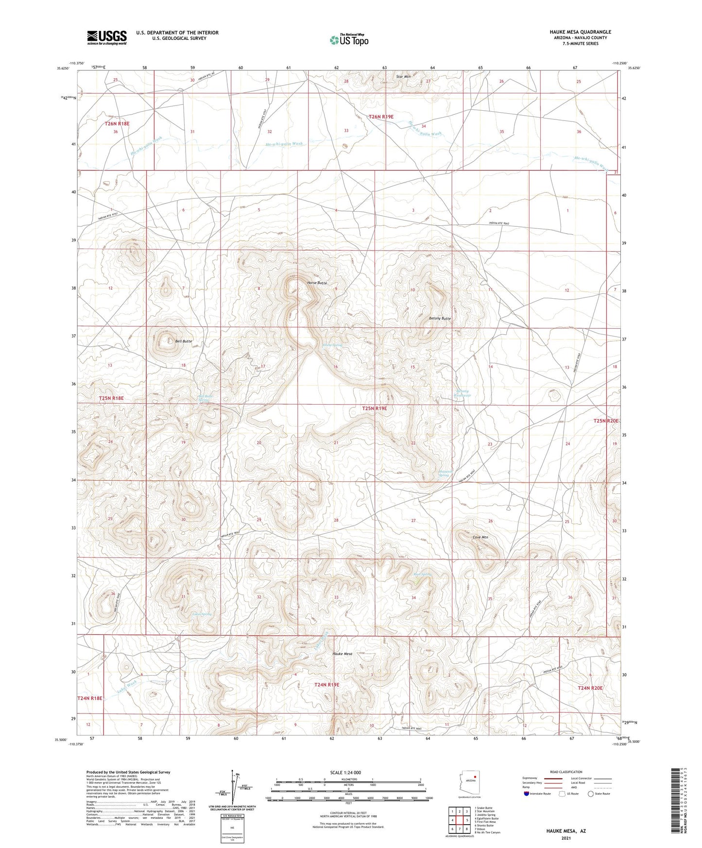 Hauke Mesa Arizona US Topo Map Image