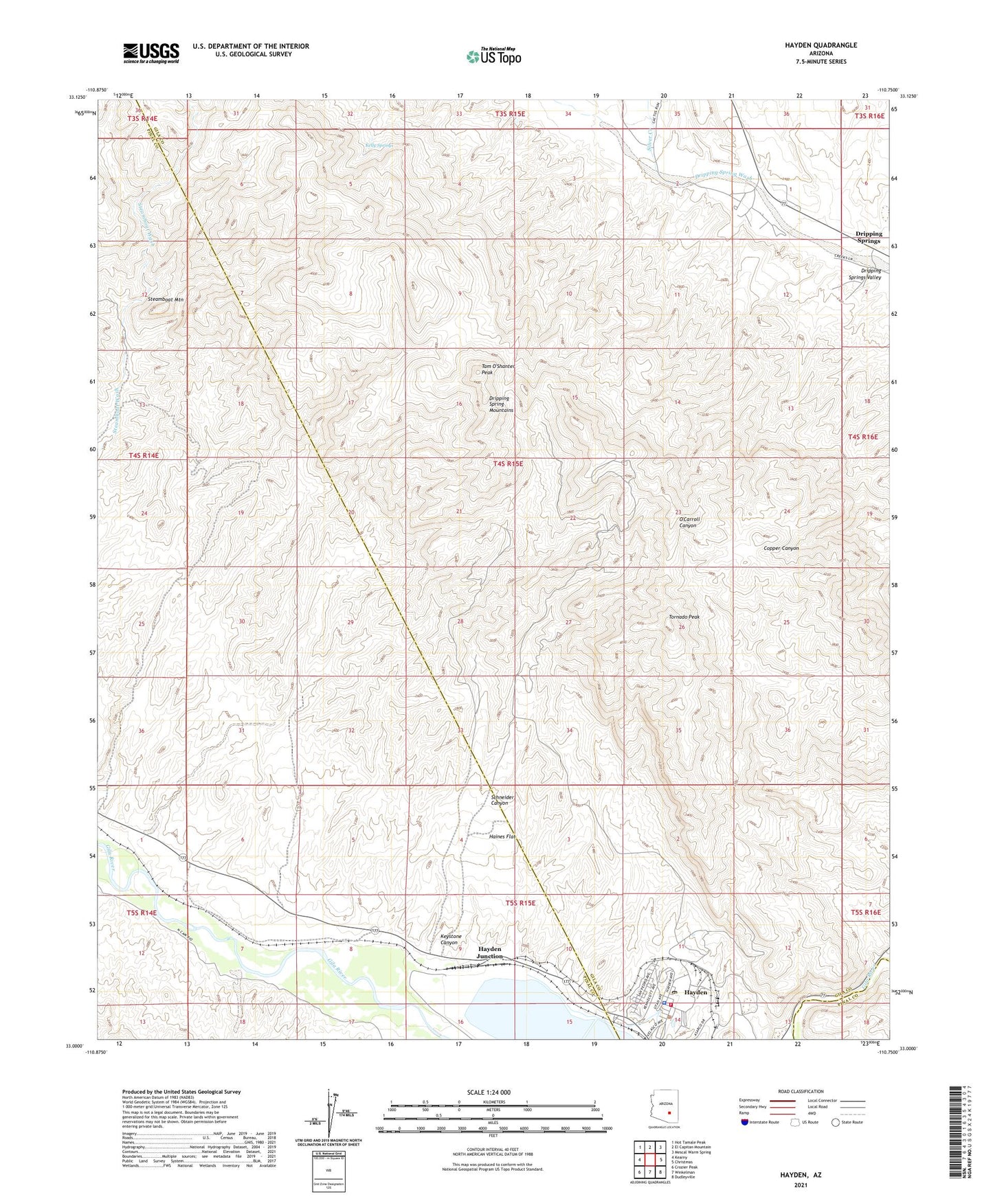 Hayden Arizona US Topo Map Image