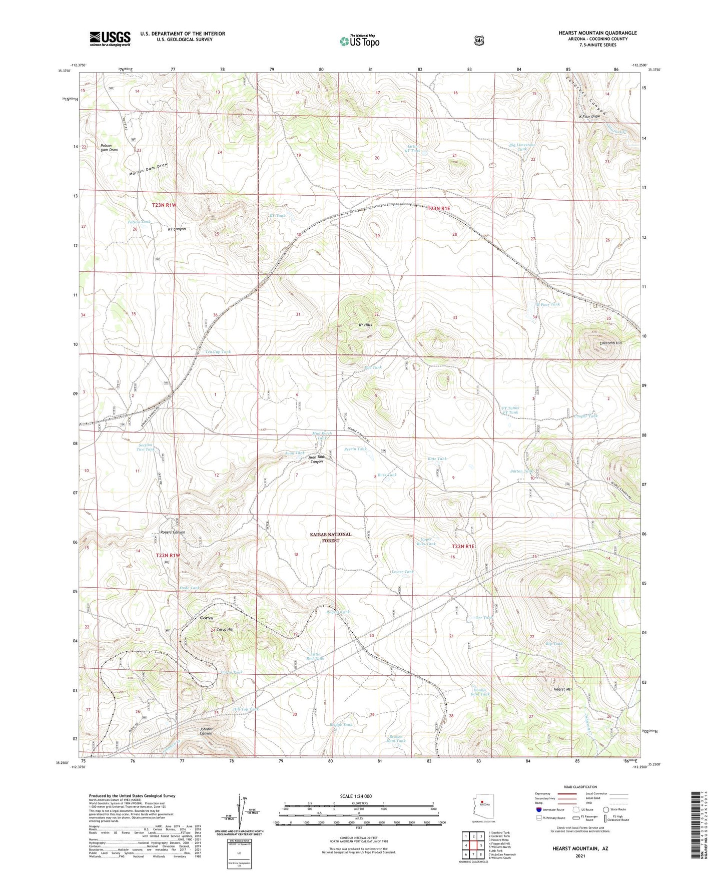 Hearst Mountain Arizona US Topo Map Image