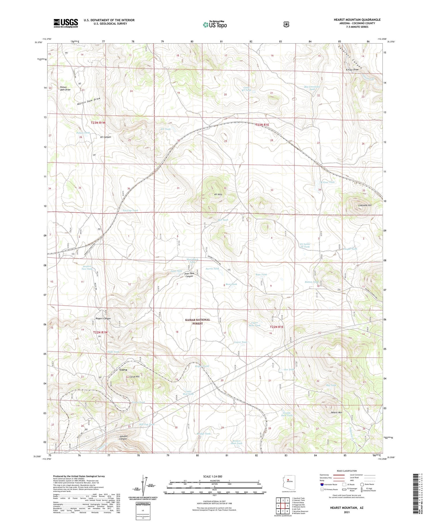 Hearst Mountain Arizona US Topo Map Image