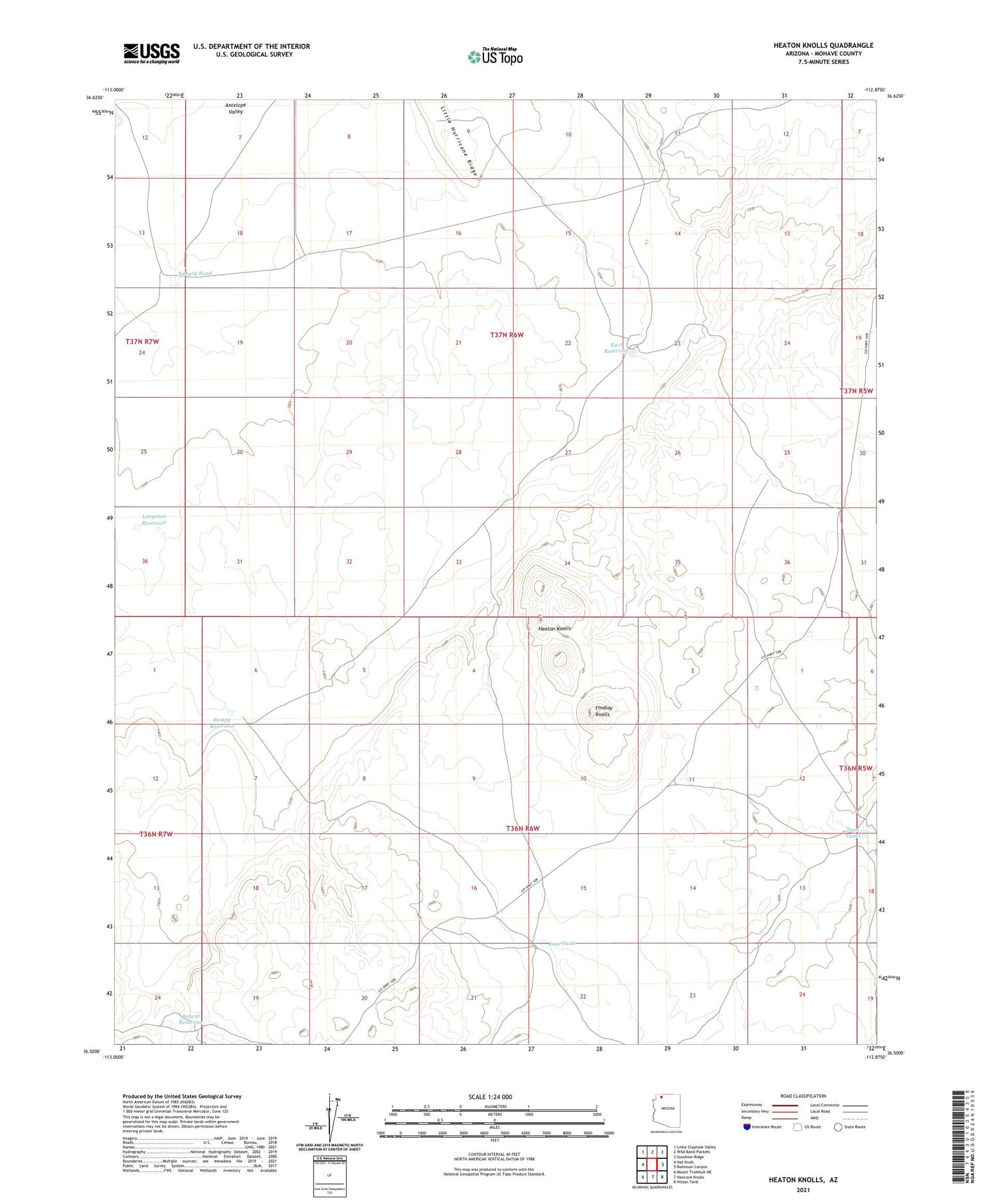 Heaton Knolls Arizona US Topo Map Image