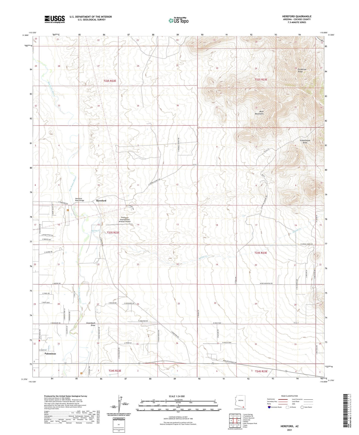 Hereford Arizona US Topo Map Image