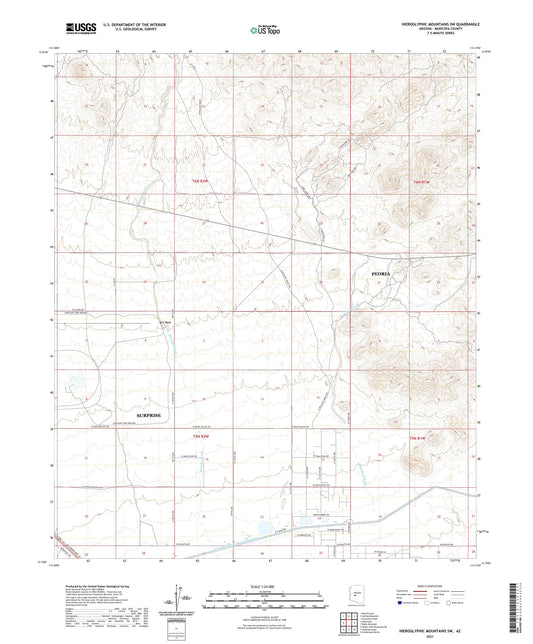 Hieroglyphic Mountains SW Arizona US Topo Map Image