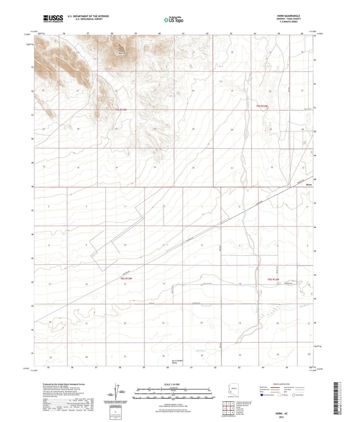 Horn Arizona US Topo Map Image