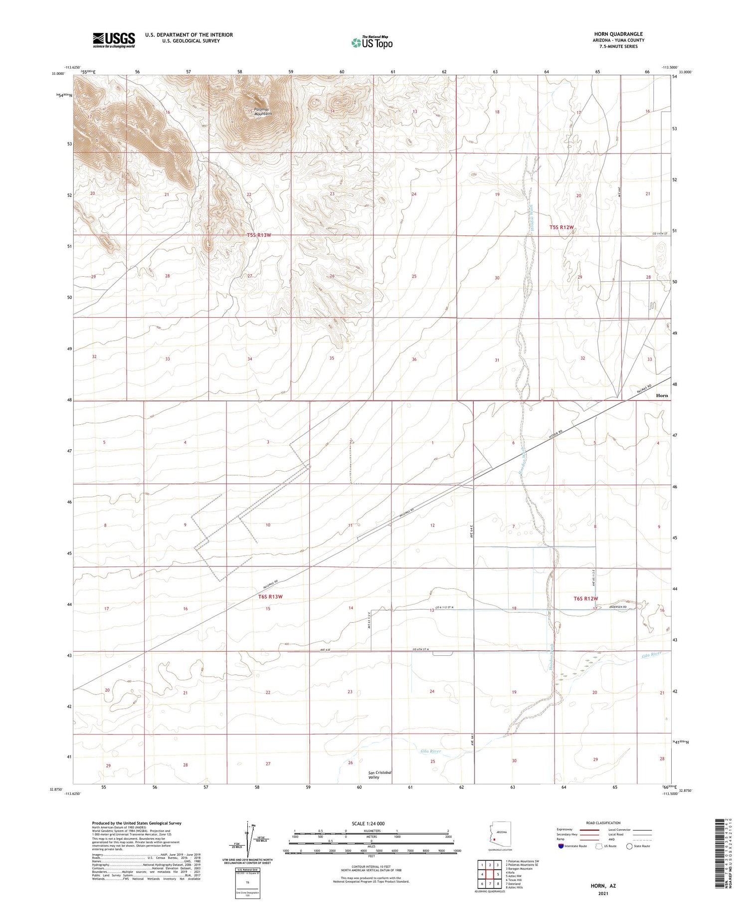 Horn Arizona US Topo Map Image