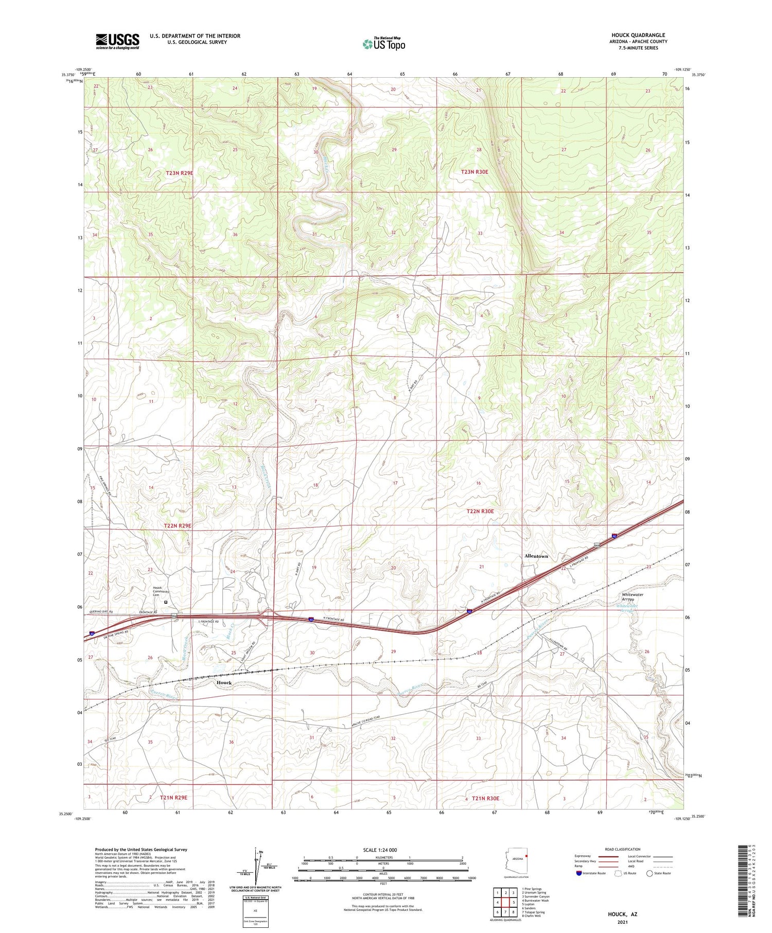 Houck Arizona US Topo Map Image