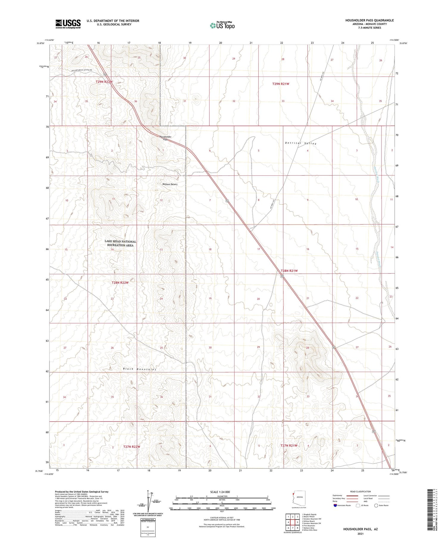 Housholder Pass Arizona US Topo Map Image