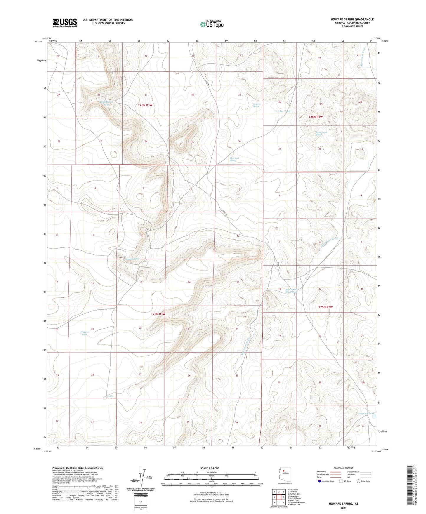 Howard Spring Arizona US Topo Map Image