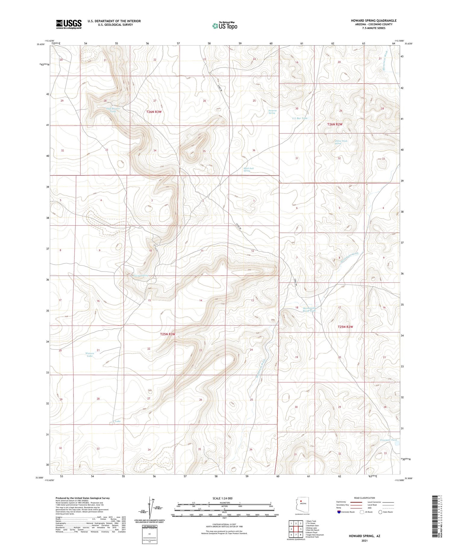 Howard Spring Arizona US Topo Map Image