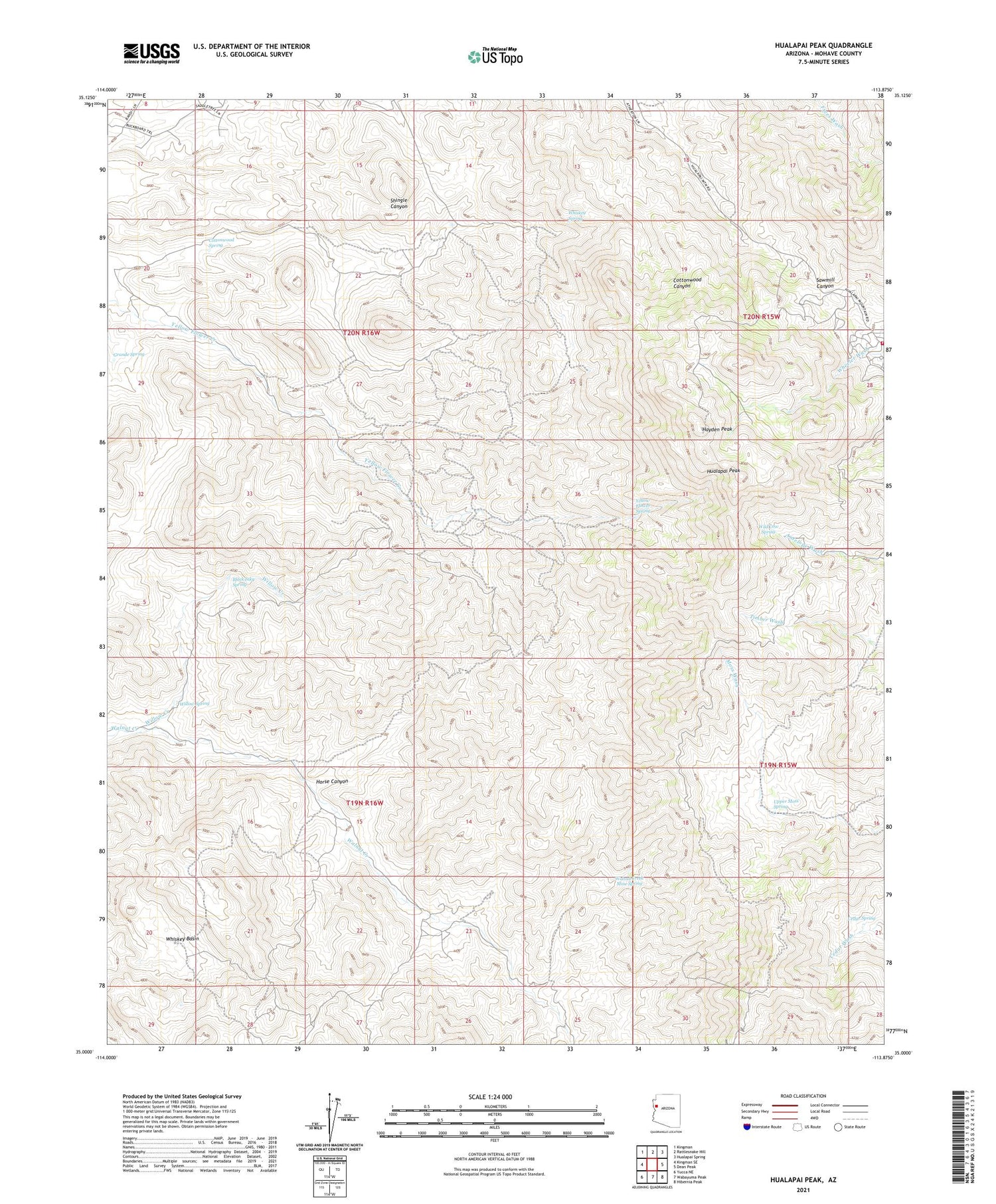 Hualapai Peak Arizona US Topo Map Image