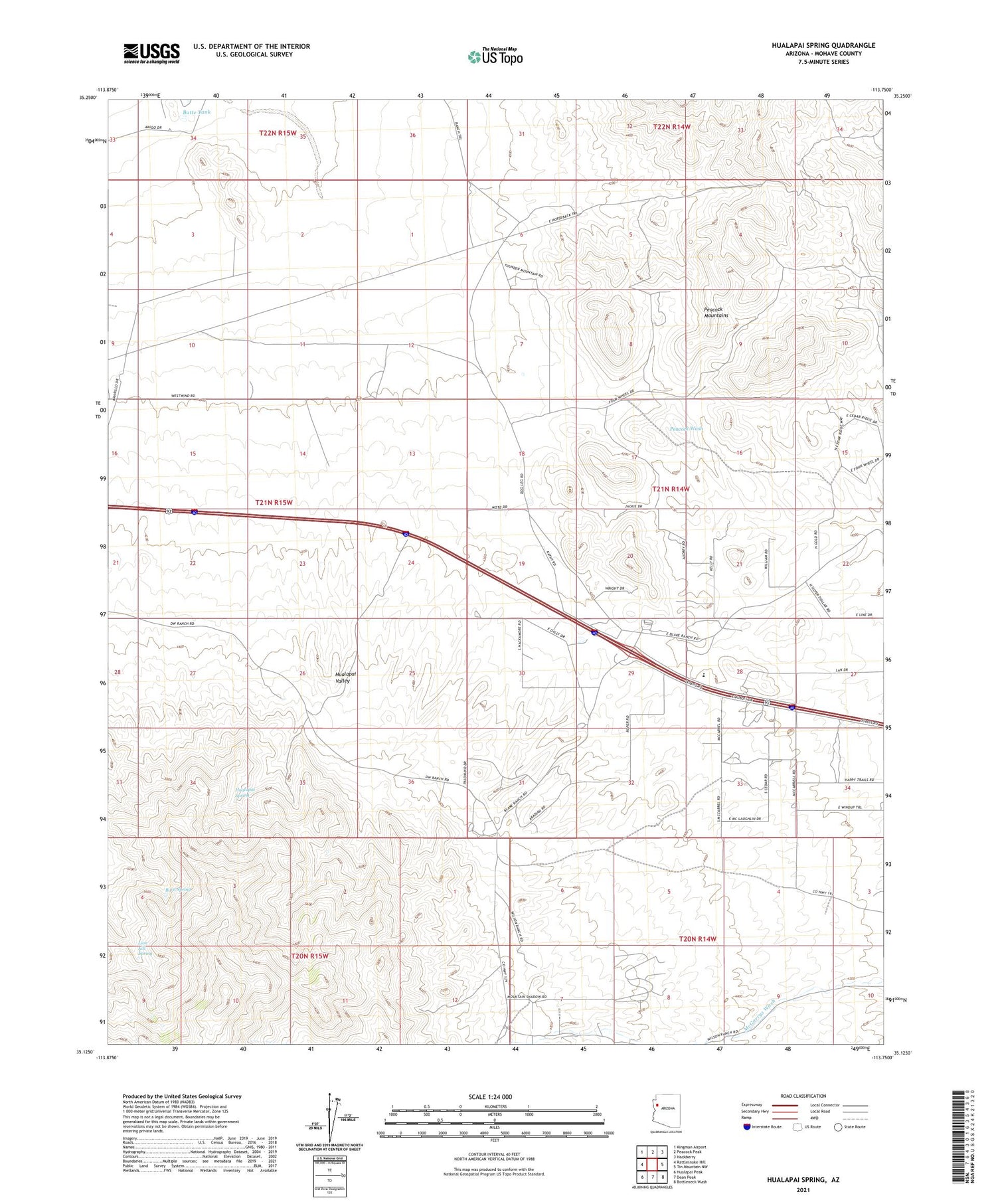 Hualapai Spring Arizona US Topo Map Image