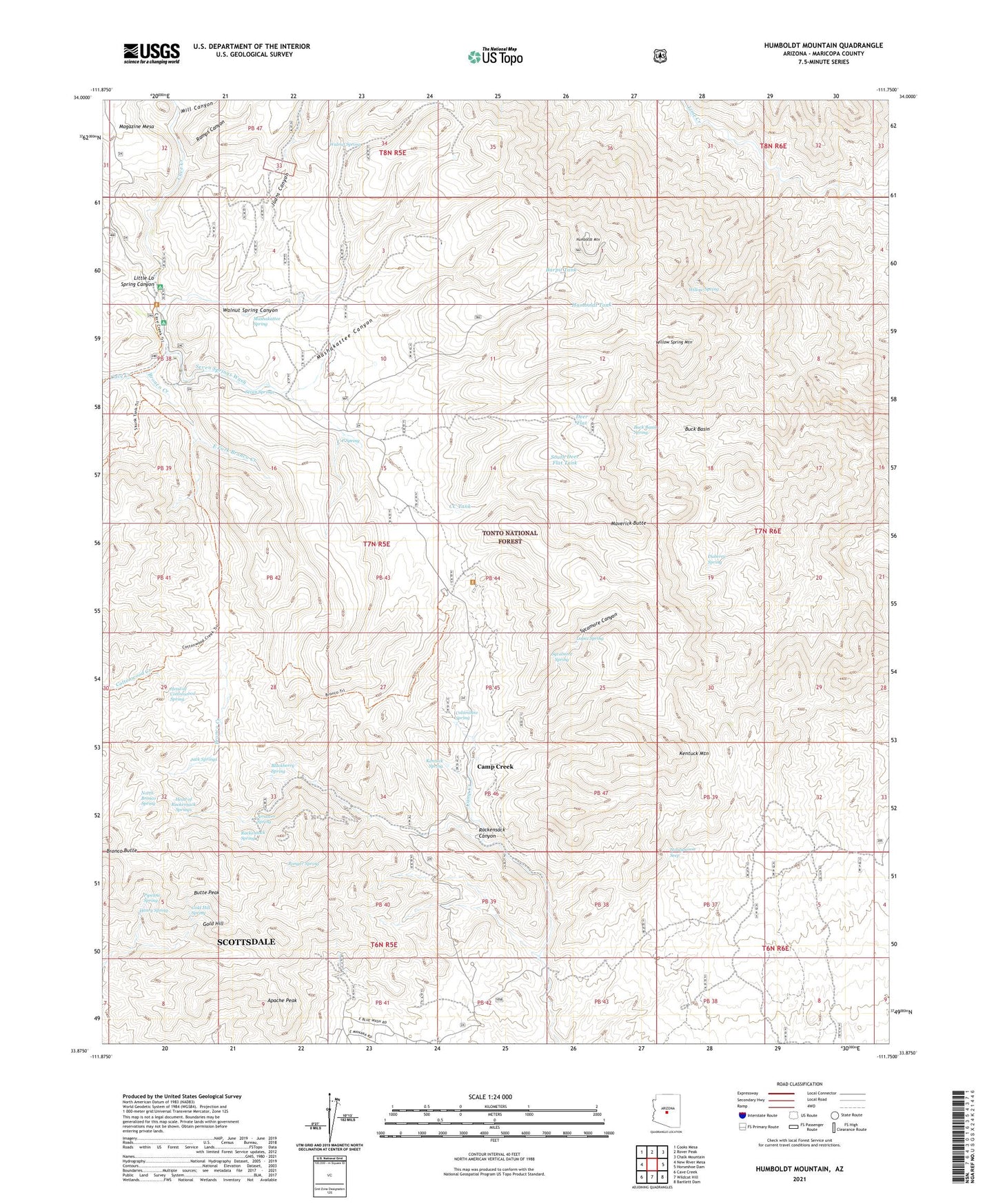 Humboldt Mountain Arizona US Topo Map Image