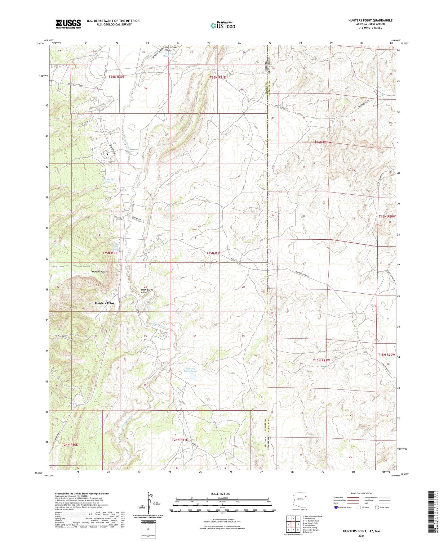 Hunters Point Arizona US Topo Map Image