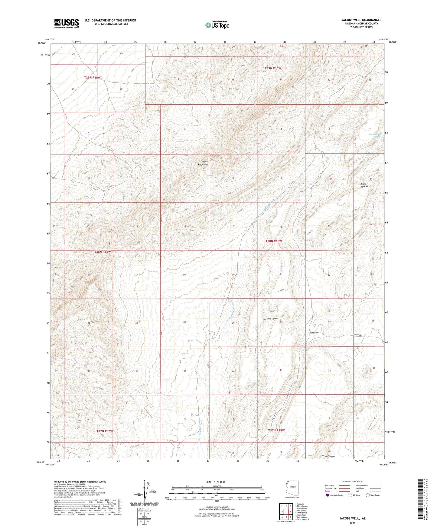 Jacobs Well Arizona US Topo Map Image