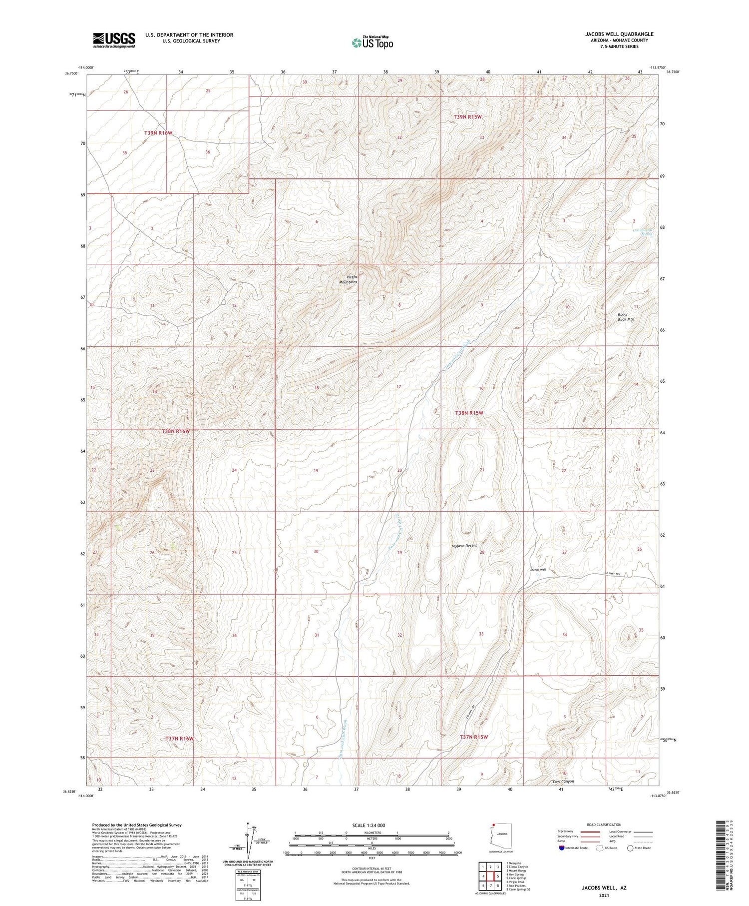 Jacobs Well Arizona US Topo Map Image