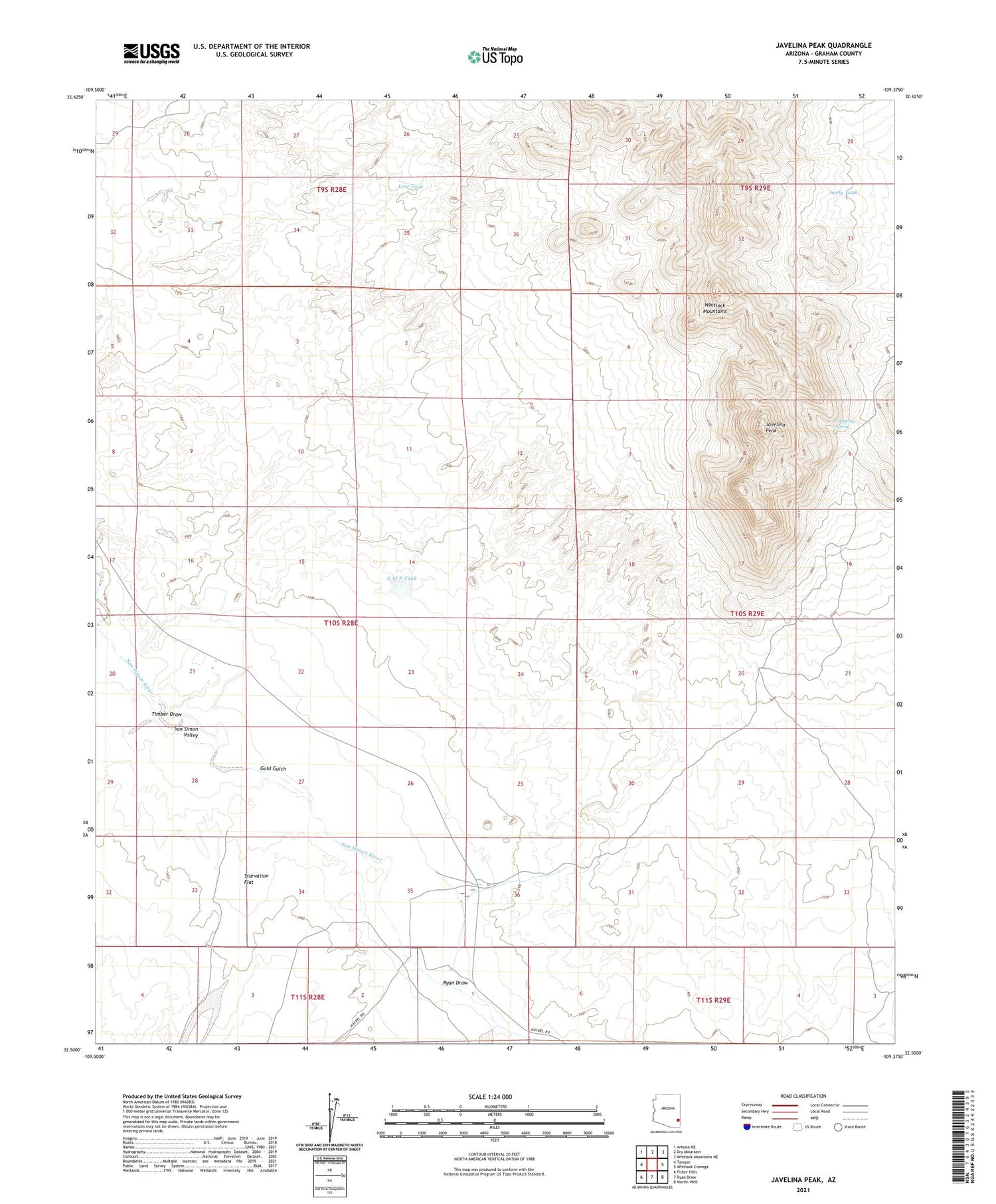 Javelina Peak Arizona US Topo Map Image